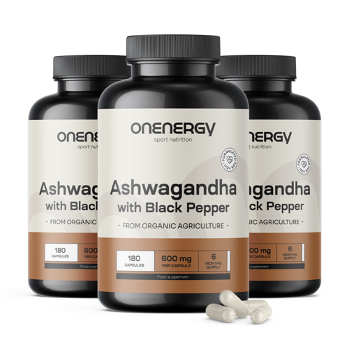 3x Ashwagandha mit schwarzem Pfeffer, zusammen 540 Kapseln